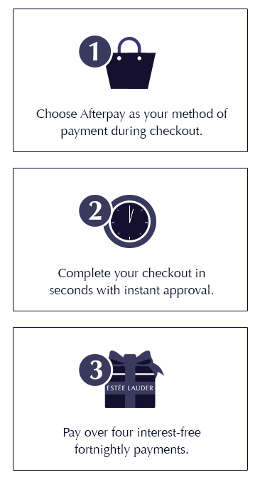 1. Choose Afterpay as a new payment method during checkout. 2. Complete your order in seconds with instant approval. 3. Pay over four interest-free fortnightly payments.